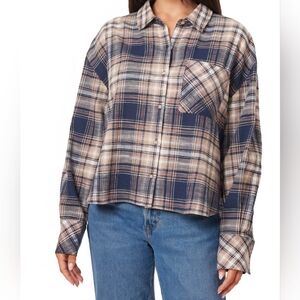 Scotch & Soda Plaid Shirt Jacket in Brown and Blue Tones